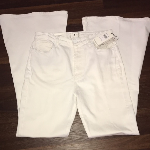 7 For All Mankind Megaflare Jeans in Clean White NWT - Picture 8 of 10